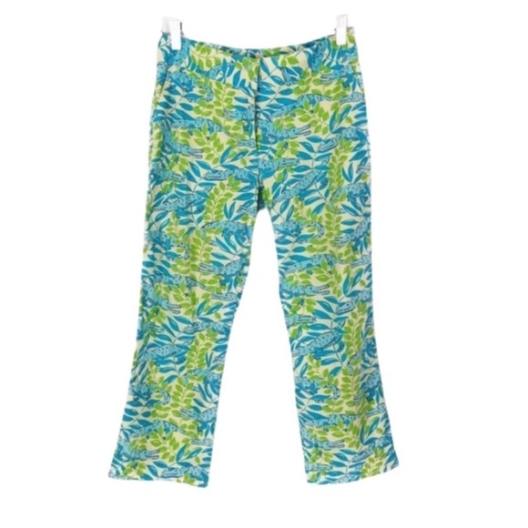 Lily Pulitzer Women’s Cropped High-rise Pants Size 2 small Everglades alligator - Picture 1 of 8